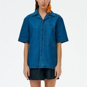 Tibi Summer Denim Camp Shirt